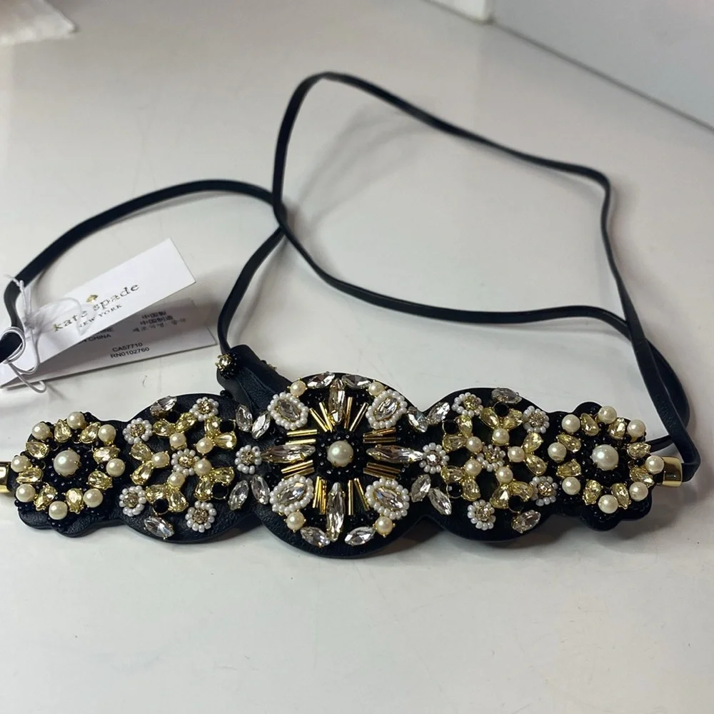 kate spade Belt: desert garden gemstone & leather headband choker or belt NWT - Picture 13 of 13